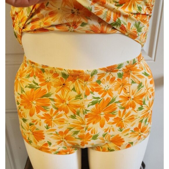 Vtg Catalina 3-Piece Swimsuit Cropped Tank High Waisted Bottoms Coverup Shorts L - Picture 3 of 16
